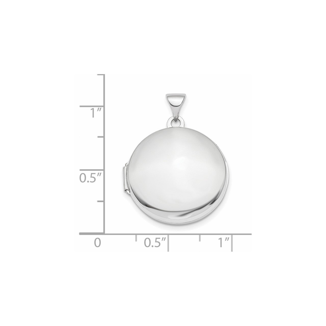 14k White Gold Polished Domed 20mm Round Locket-2