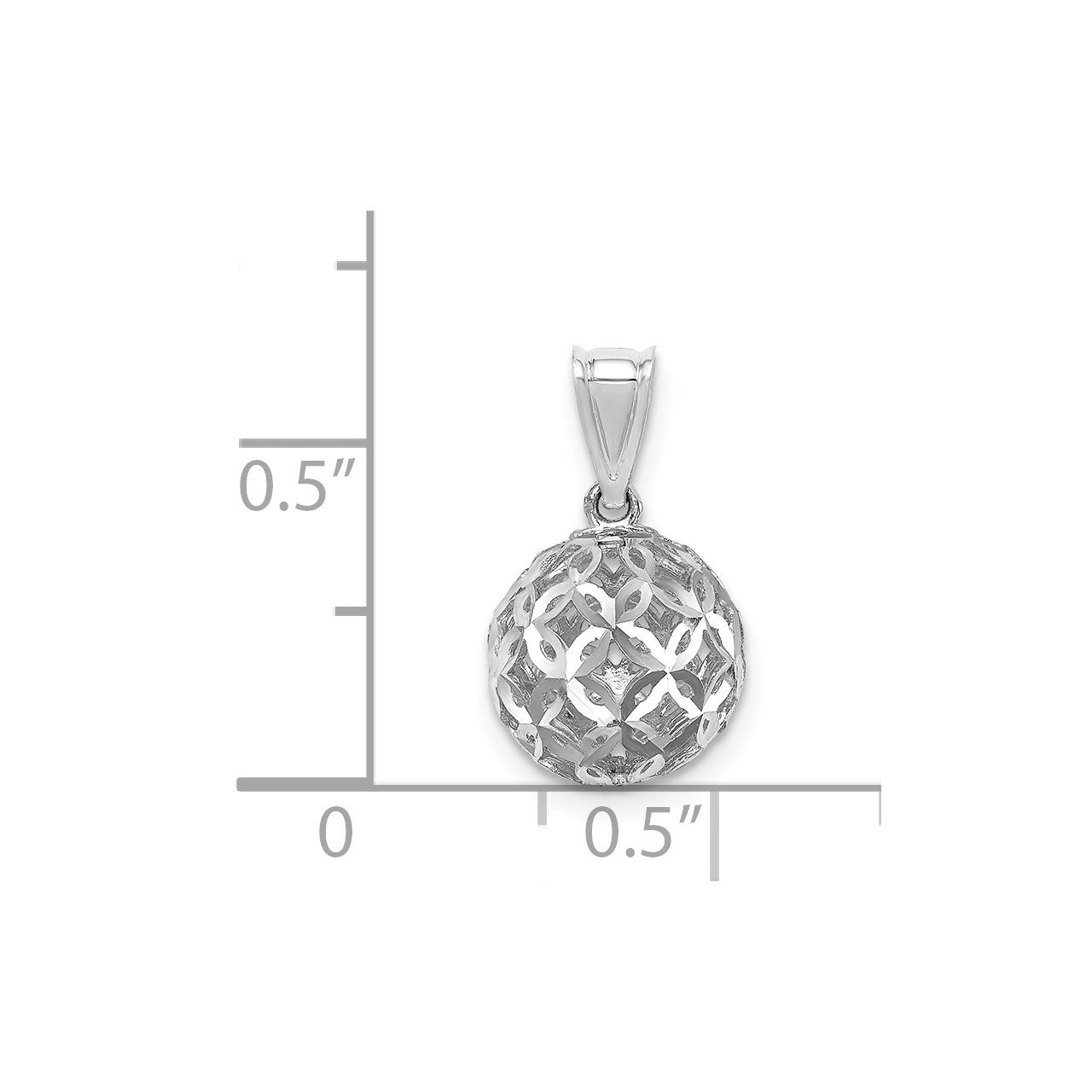 14K White Gold D/C Ball Dangle Pendant-2