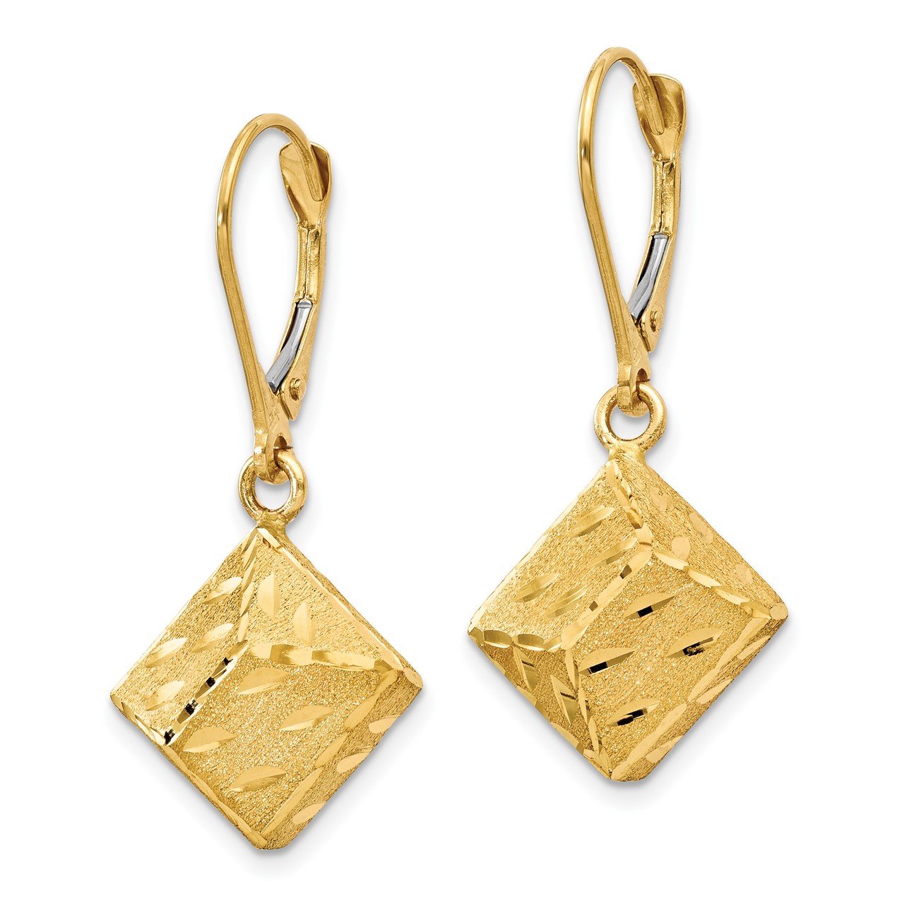 Leslie's 14K Polished and Brushed D/C Leverback Earrings-1