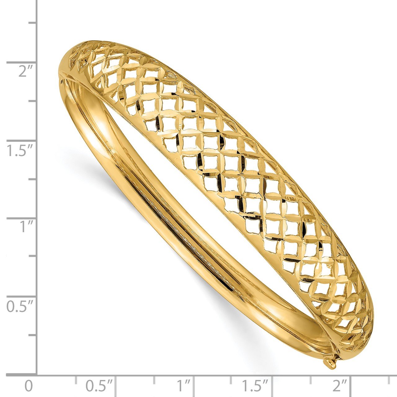 14k 6.25-12.5mm Graduated Fancy Weave Hinged Bangle Bracelet-2