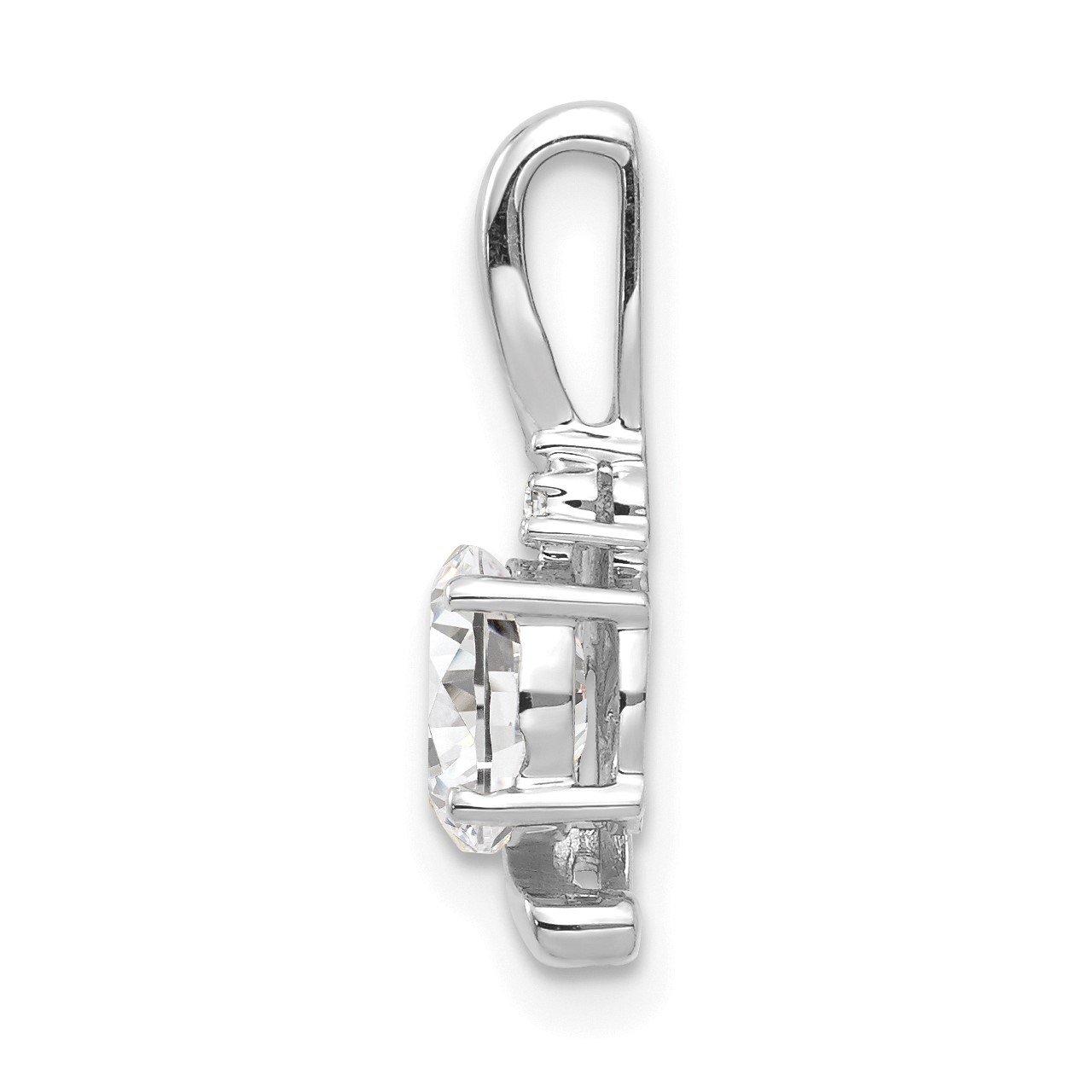 14k White Gold White Topaz and Diamond Pendant-1