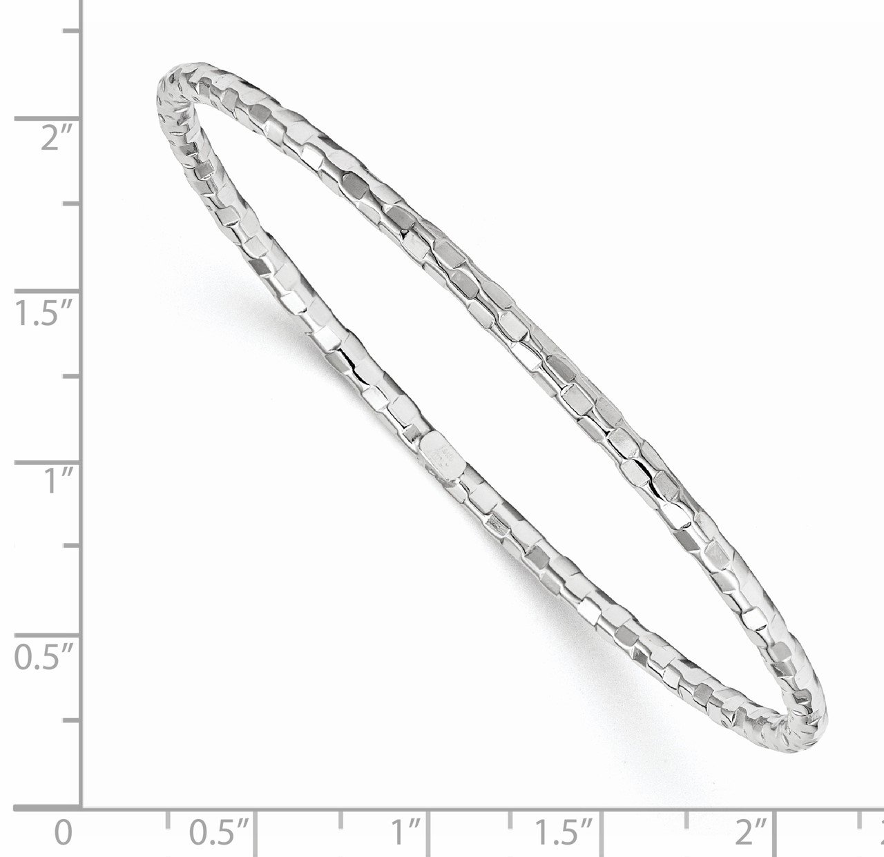 14k White Gold Textured Slip-on Bangle Bracelet-1