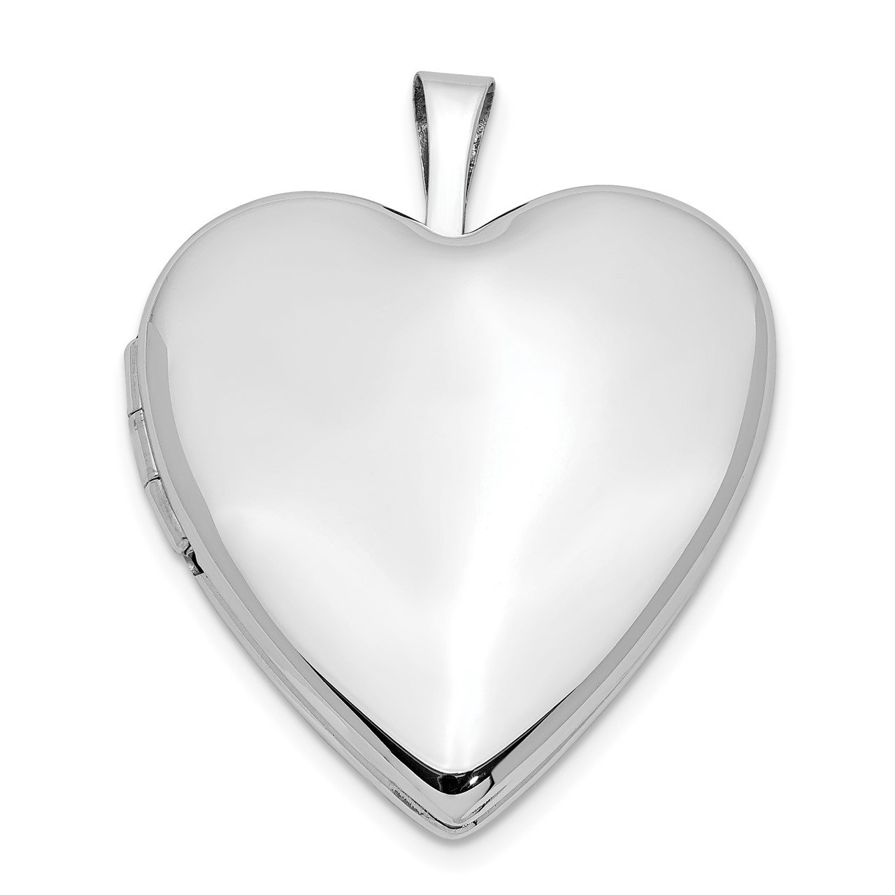 14K 20mm White Gold Plain Polished Heart Locket