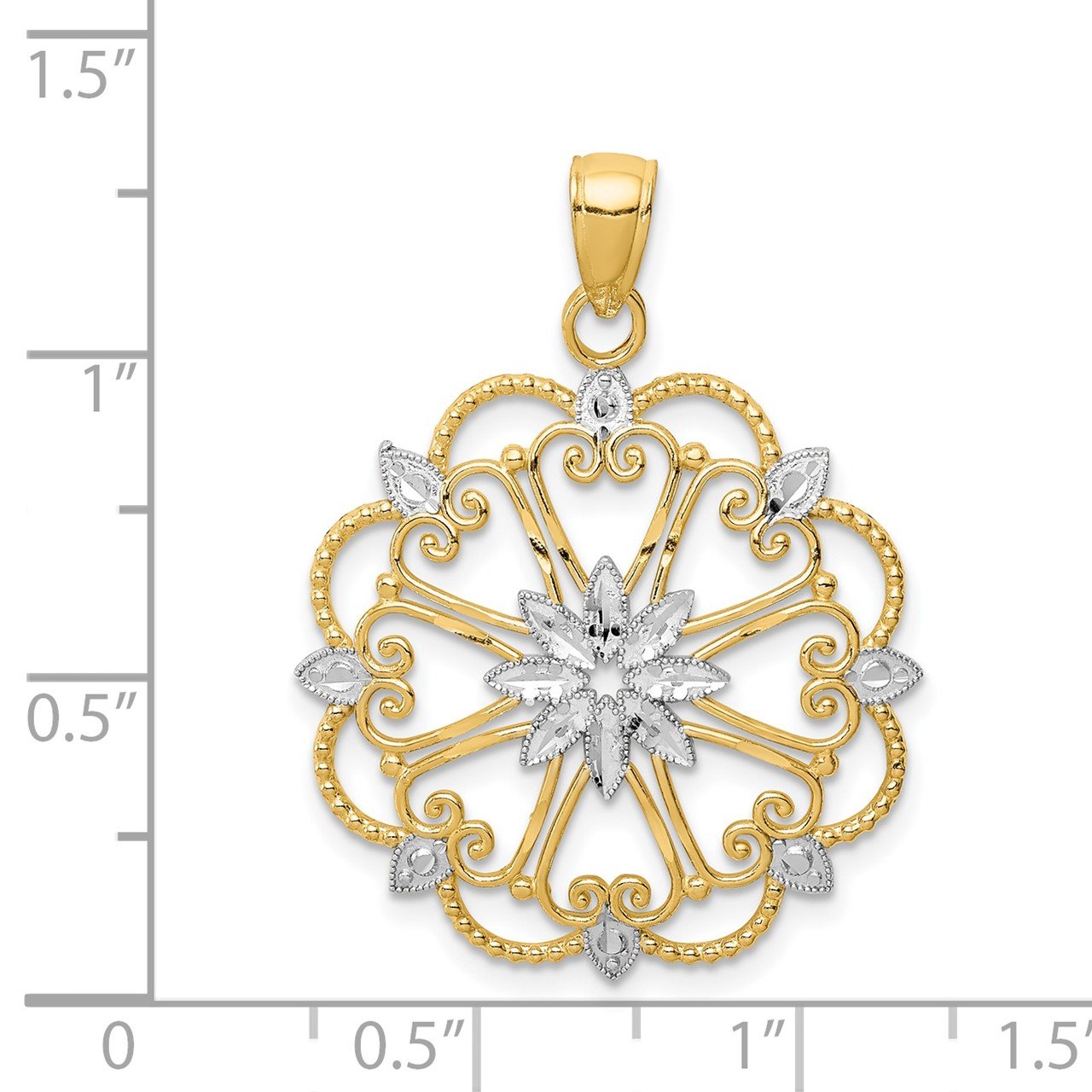 14K and Rhodium Starburst Pendant-2