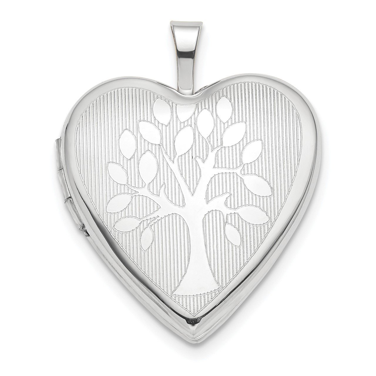 14K White Gold 20mm Tree Heart Locket