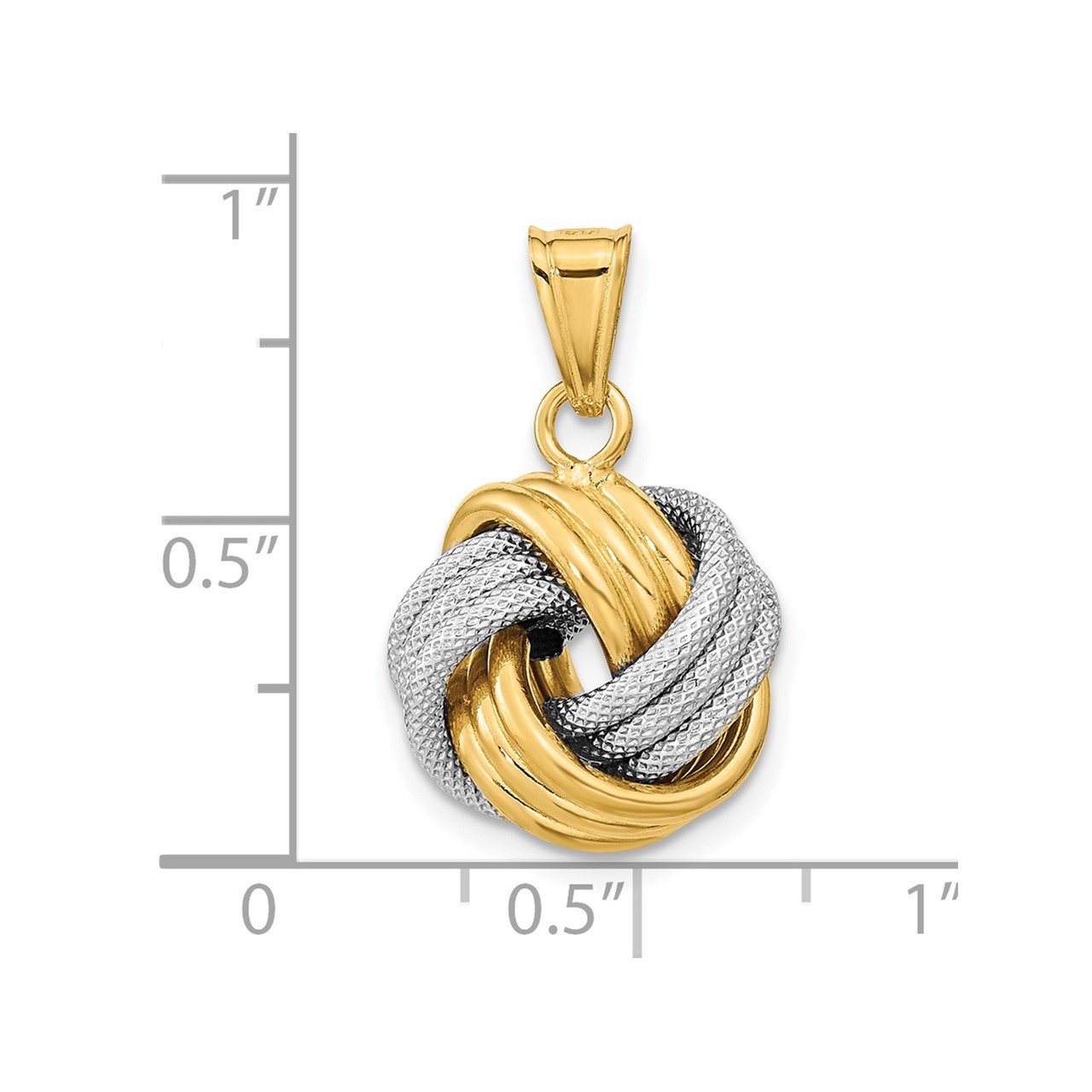 14k Two-Tone Polished Textured Love Knot Pendant-2