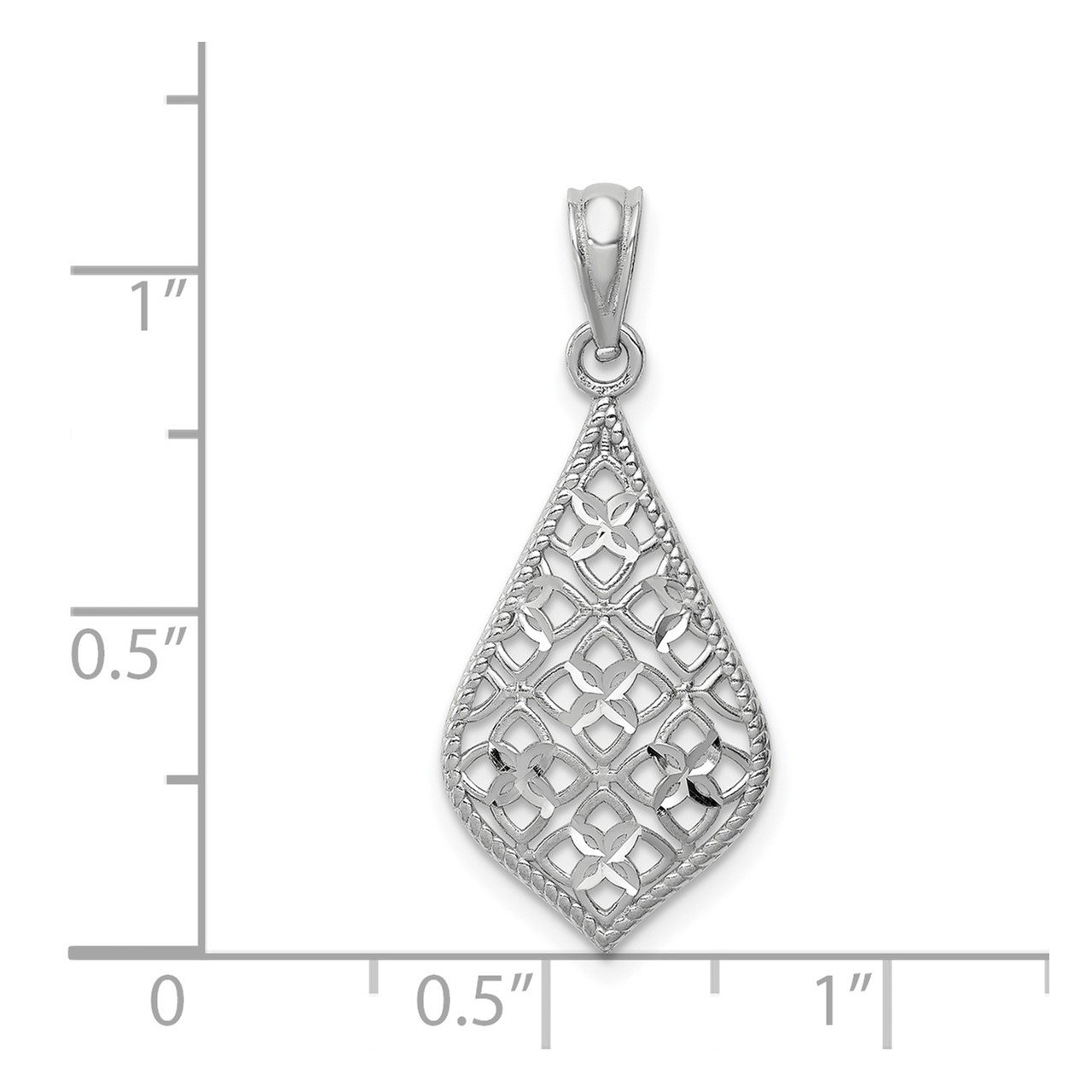 14K White Gold D/C Dangle Pendant-2