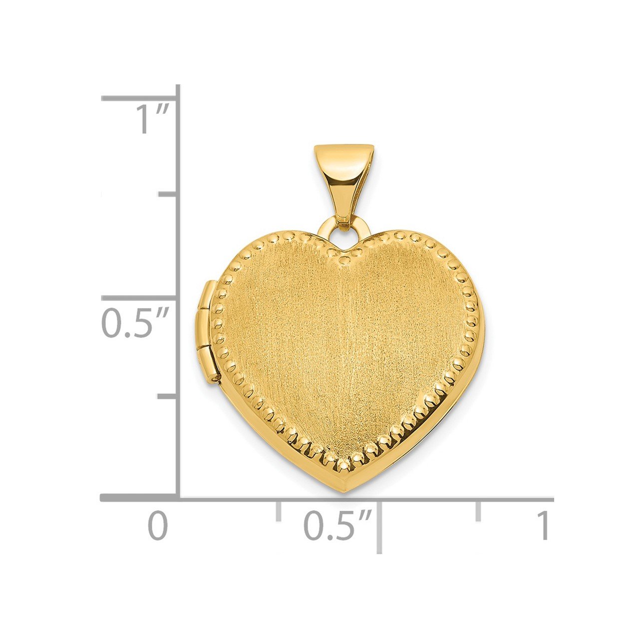 14k Brushed with Beaded Edge 18mm Heart Locket-2