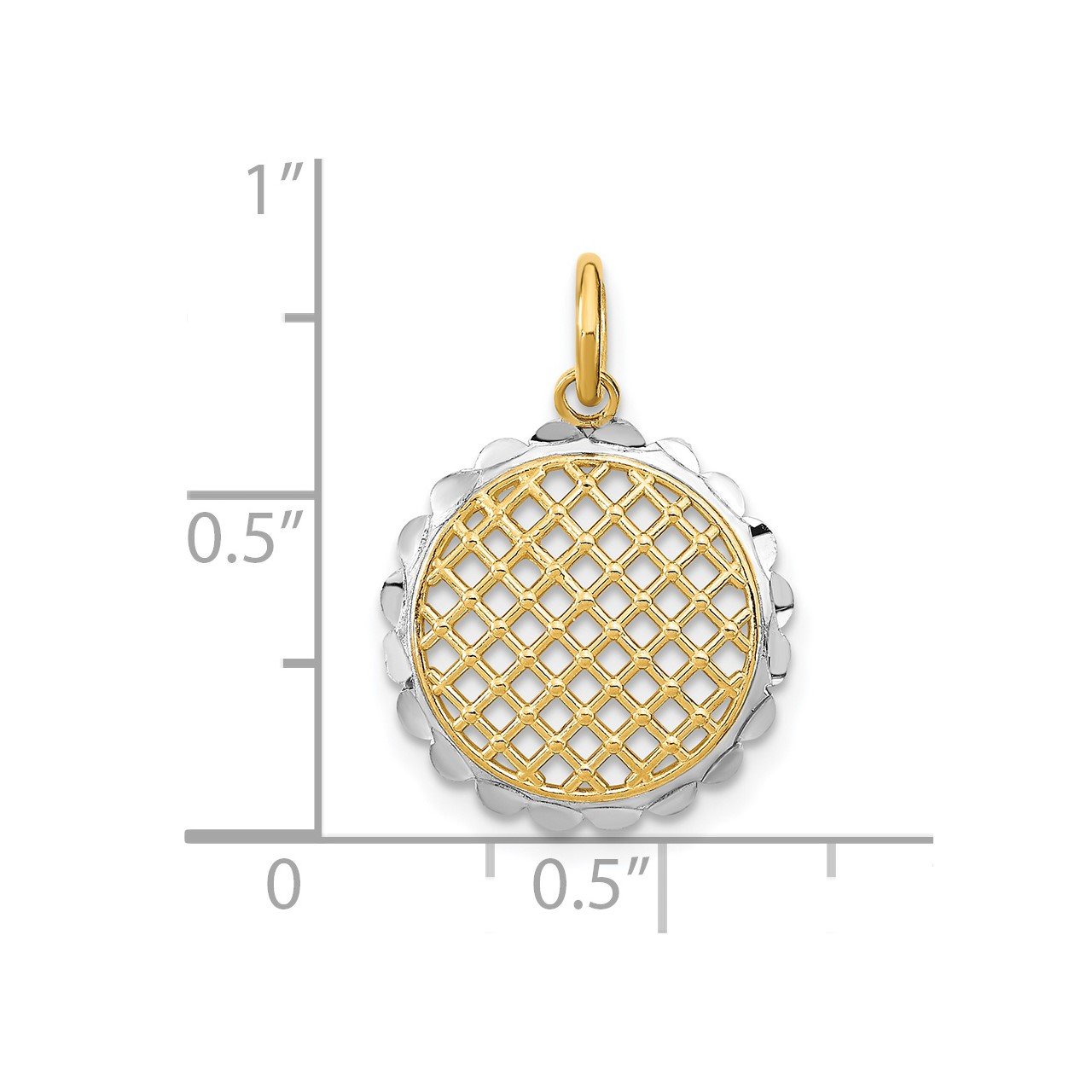 14K with Rhodium D/C Sunflower Pendant Charm-2