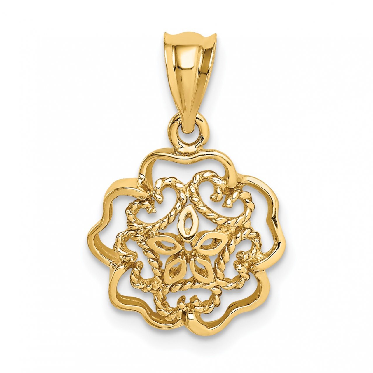 14K Polished Flower Pendant