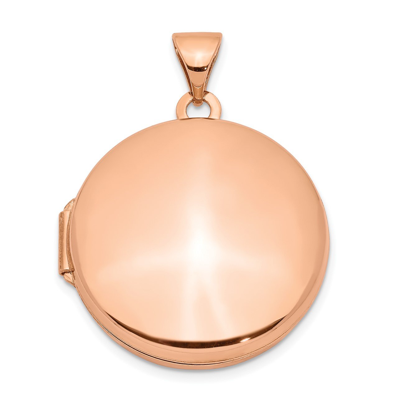 14k Rose Gold 20mm Round Plain Flat Locket