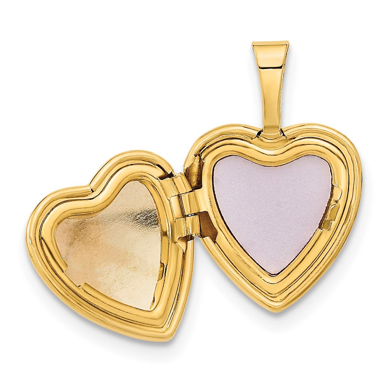 14k 12mm Satin with Enamel Rose Heart Locket-4