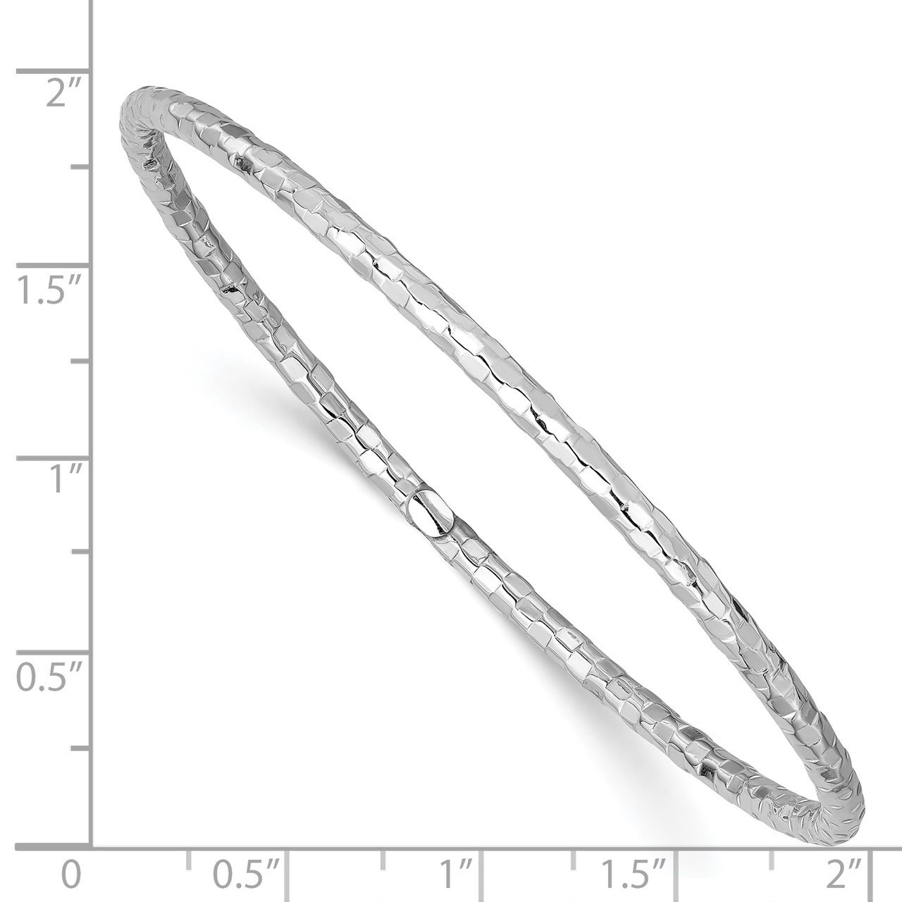 14k White Gold Textured Slip-on Bangle Bracelet-3