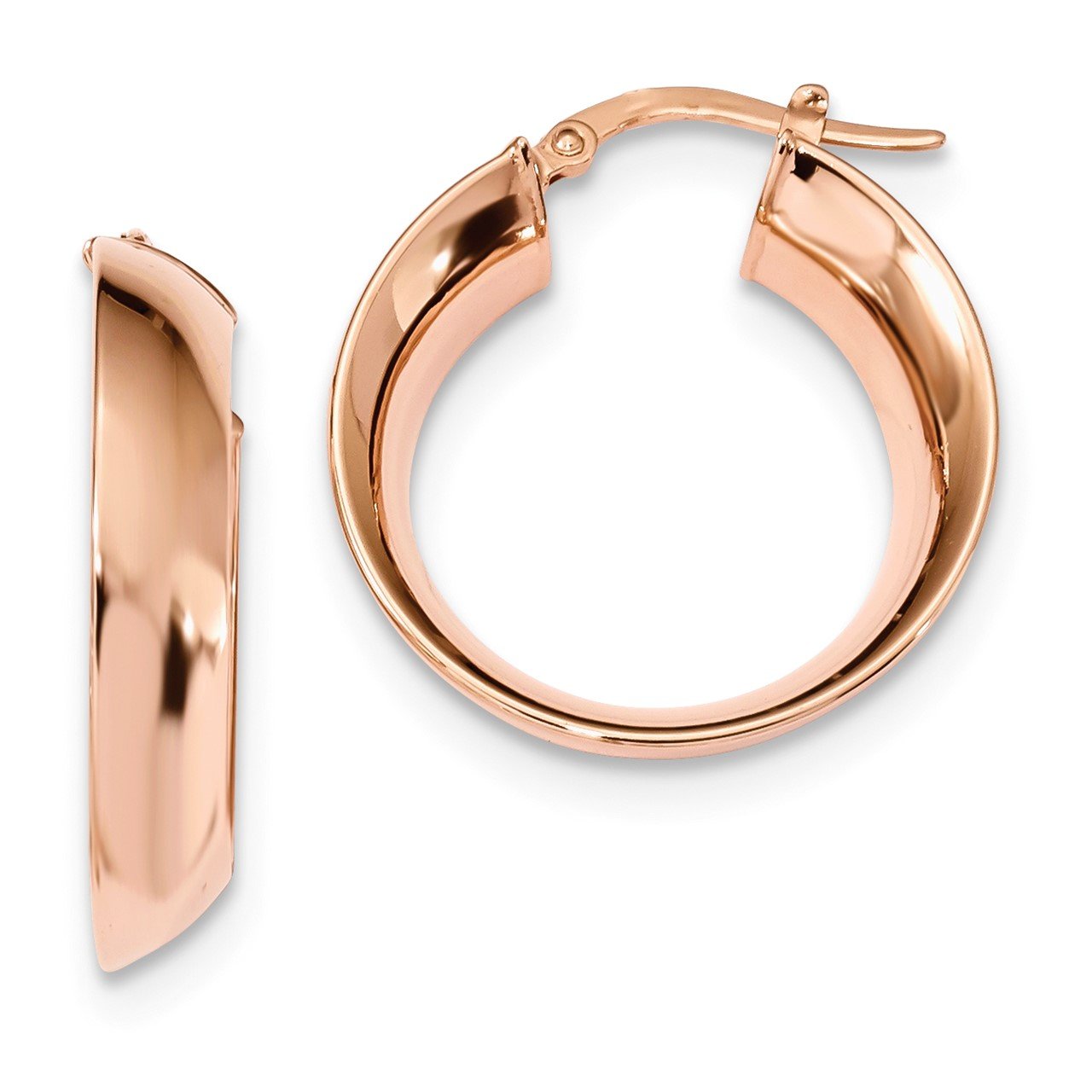 14k Rose Polished Circle Hoop Earrings