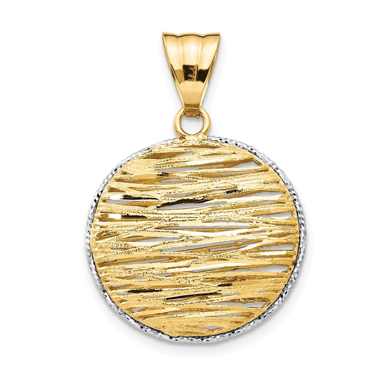 Leslie's 14K with Rhodium Polished D/C Hollow Pendant