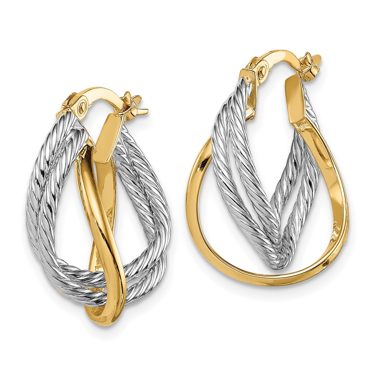 14K Two Tone Hoop Earrings-1