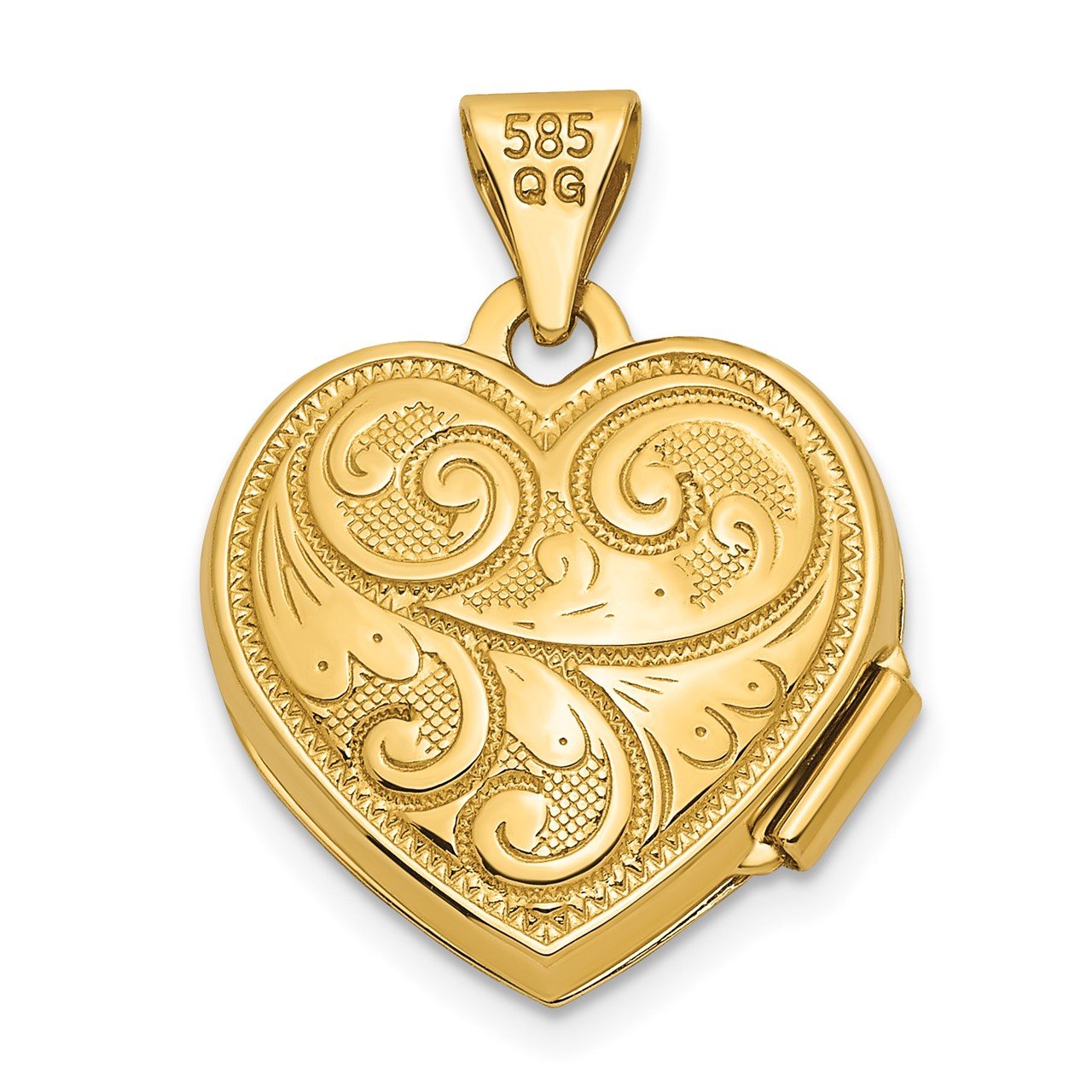 14k Swirl Design 15mm Heart Locket-3