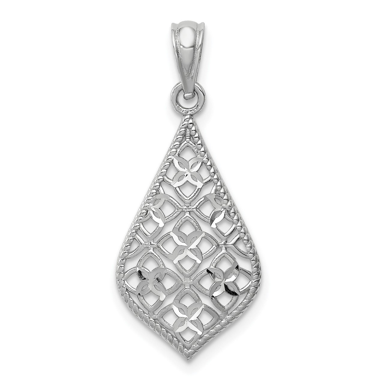 14K White Gold D/C Dangle Pendant