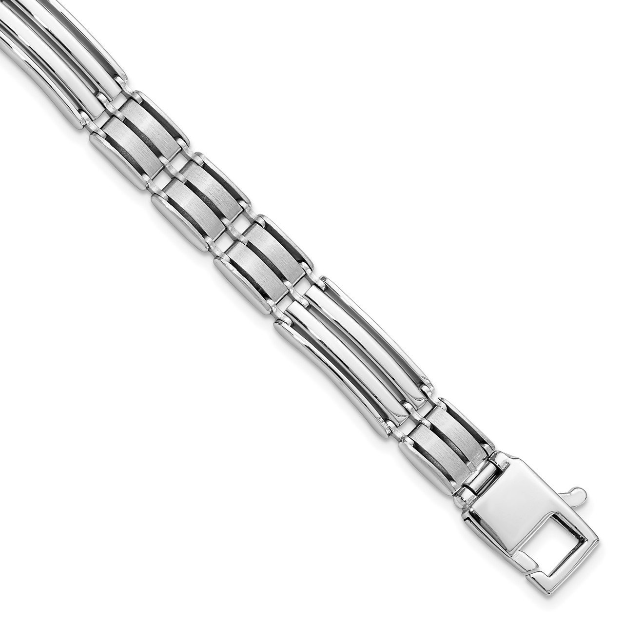 Leslie's 14K White Gold Polished and Brushed Men's Bracelet