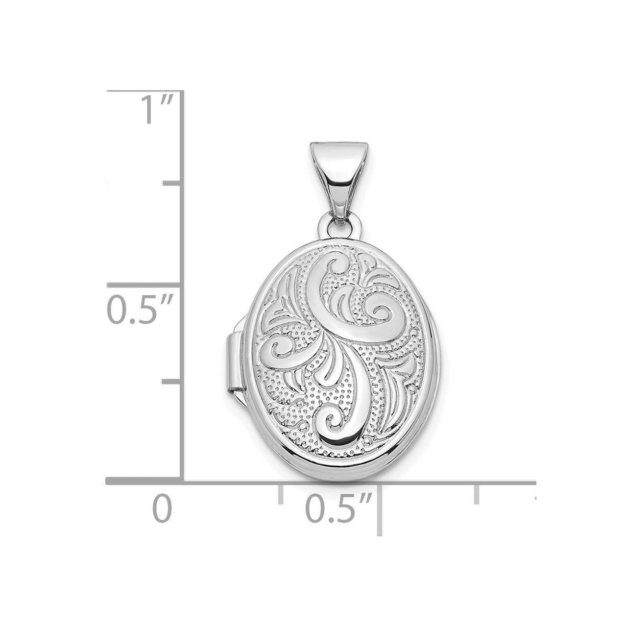 14k White Gold Swirl Design 17mm Oval Locket-2