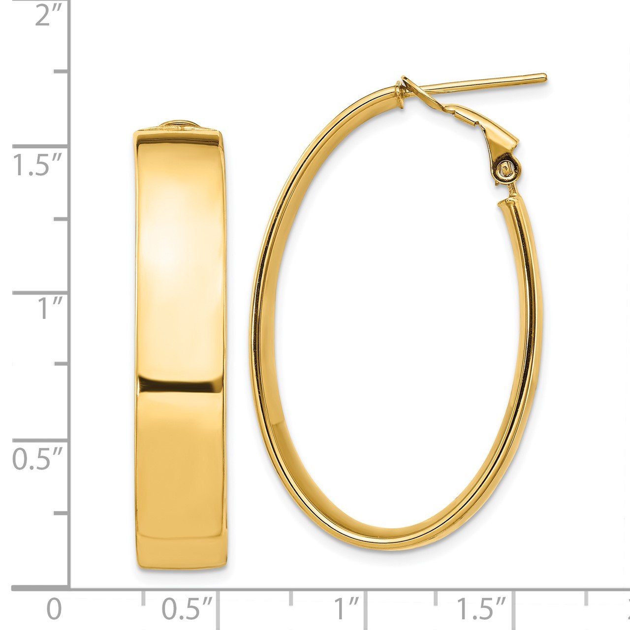 Leslie's 14K 7.75mm High Polished Oval Omega Back Hoop Earrings-2