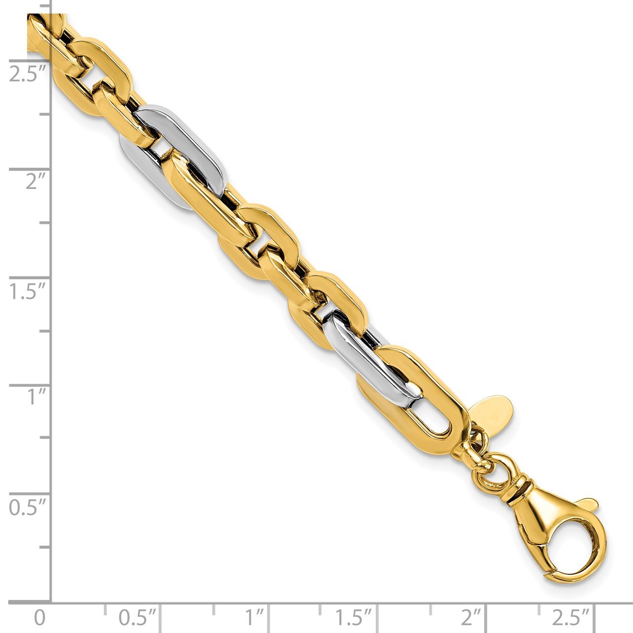 Leslie's 14K Men's Two-tone Polished Link Bracelet-2