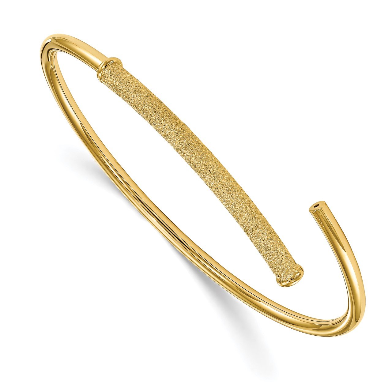 14k Flexible Polished Laser Texture Tube Bangle-1