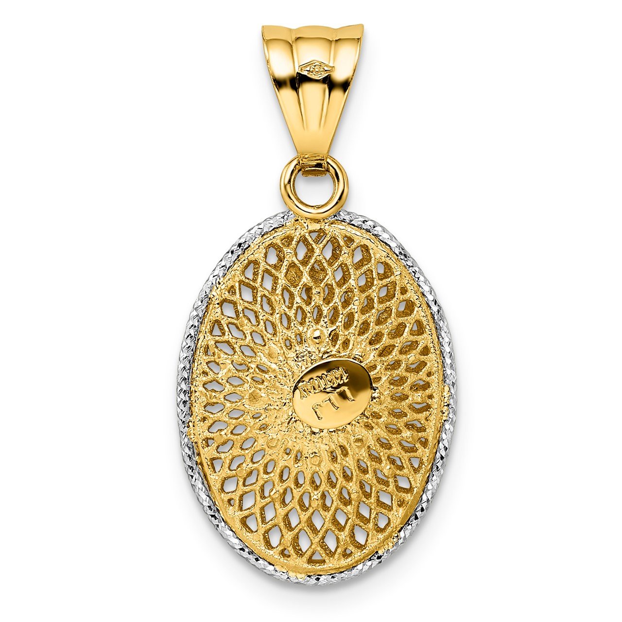 Leslie's 14k Rhodium-plated D/C Filigree Oval Pendant-2