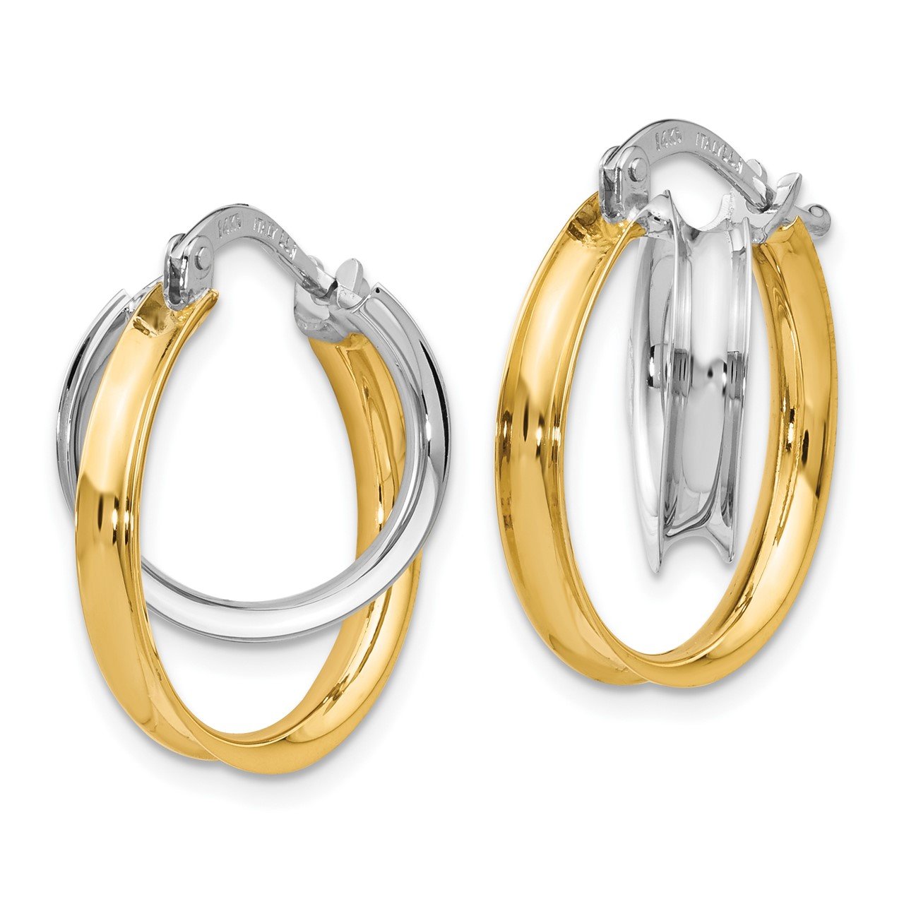 Leslie's 14k Two-tone Polished Double Twist Circle Hoop Earrings-1