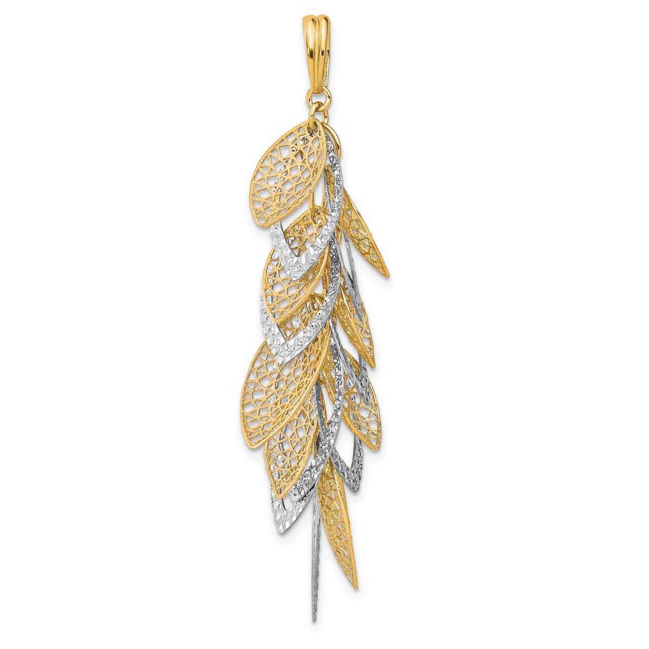 Leslie's 14K Two-tone Polished and Brushed Filigree Pendant