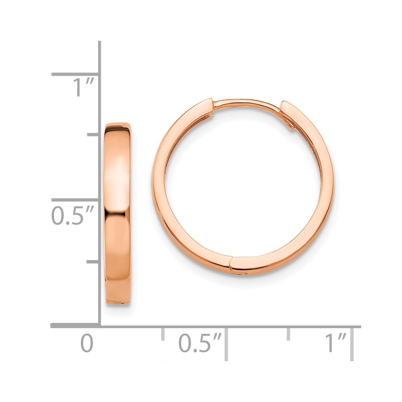 14K Rose Gold Hinged Hoop Earrings-1