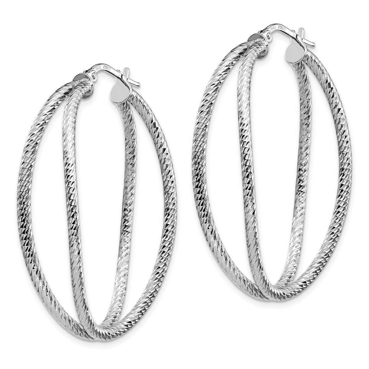 Leslie's 14K White D/C Hoop Earrings-1