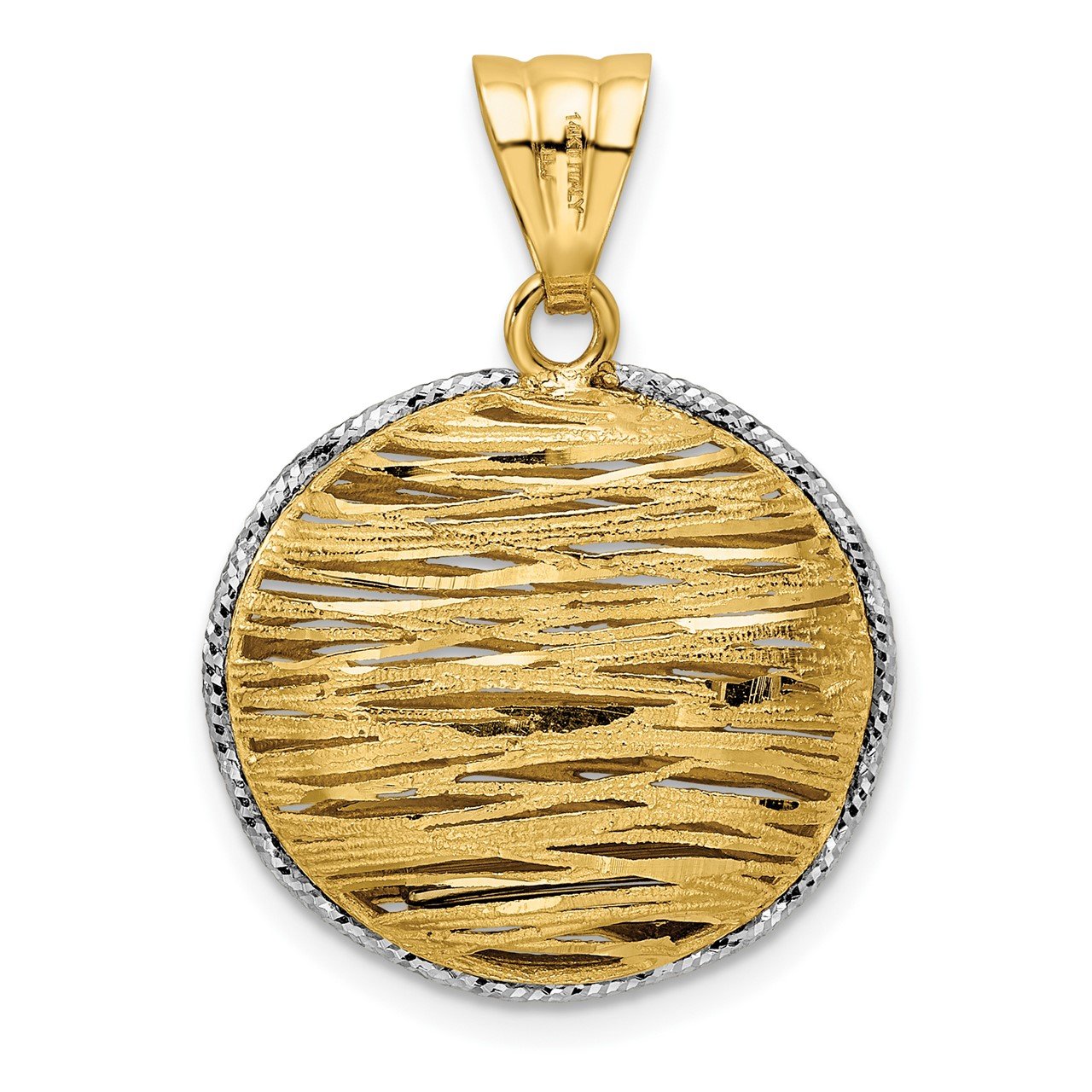 Leslie's 14K with Rhodium Polished D/C Hollow Pendant-2