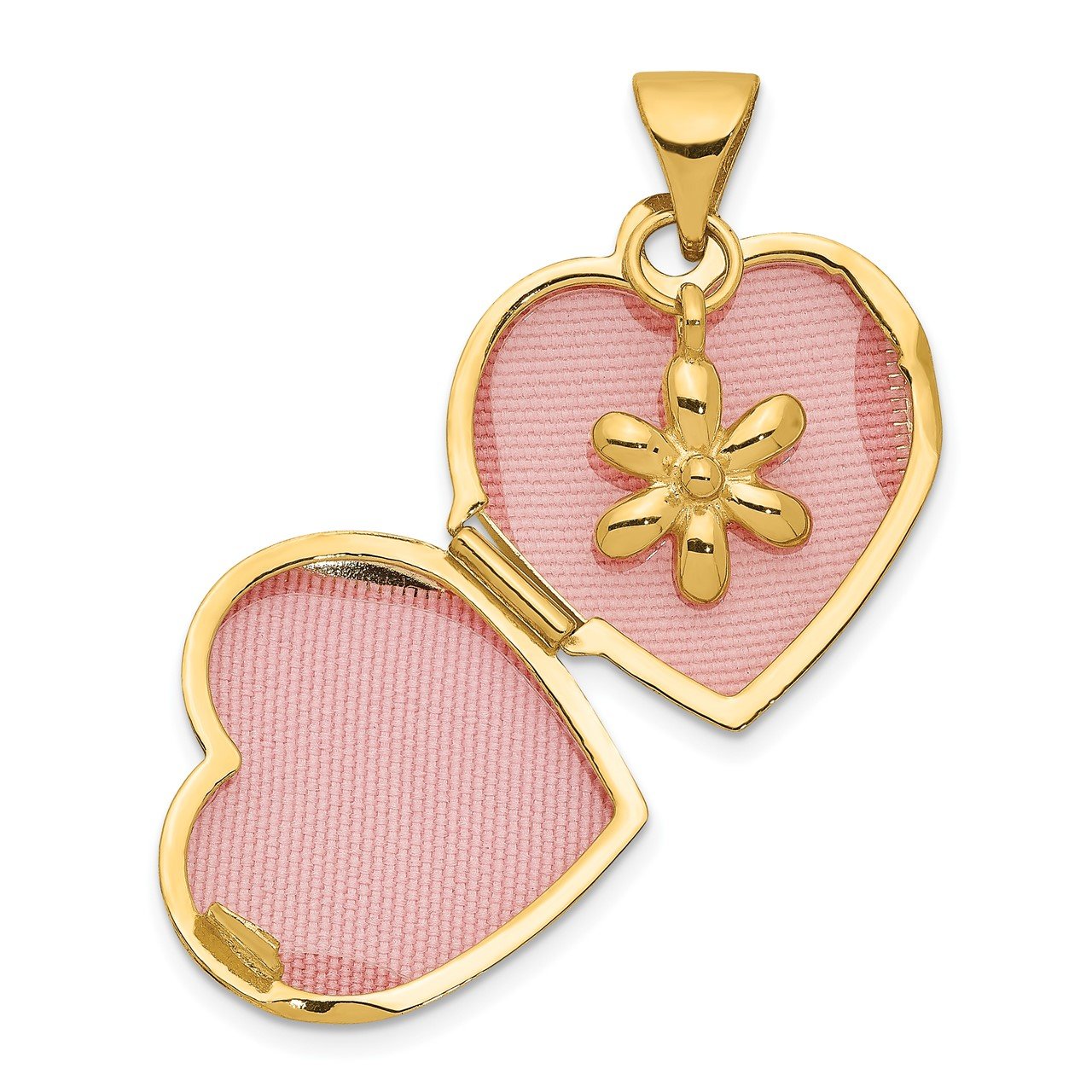 14k 15mm Heart with Flower Dangle Locket-3