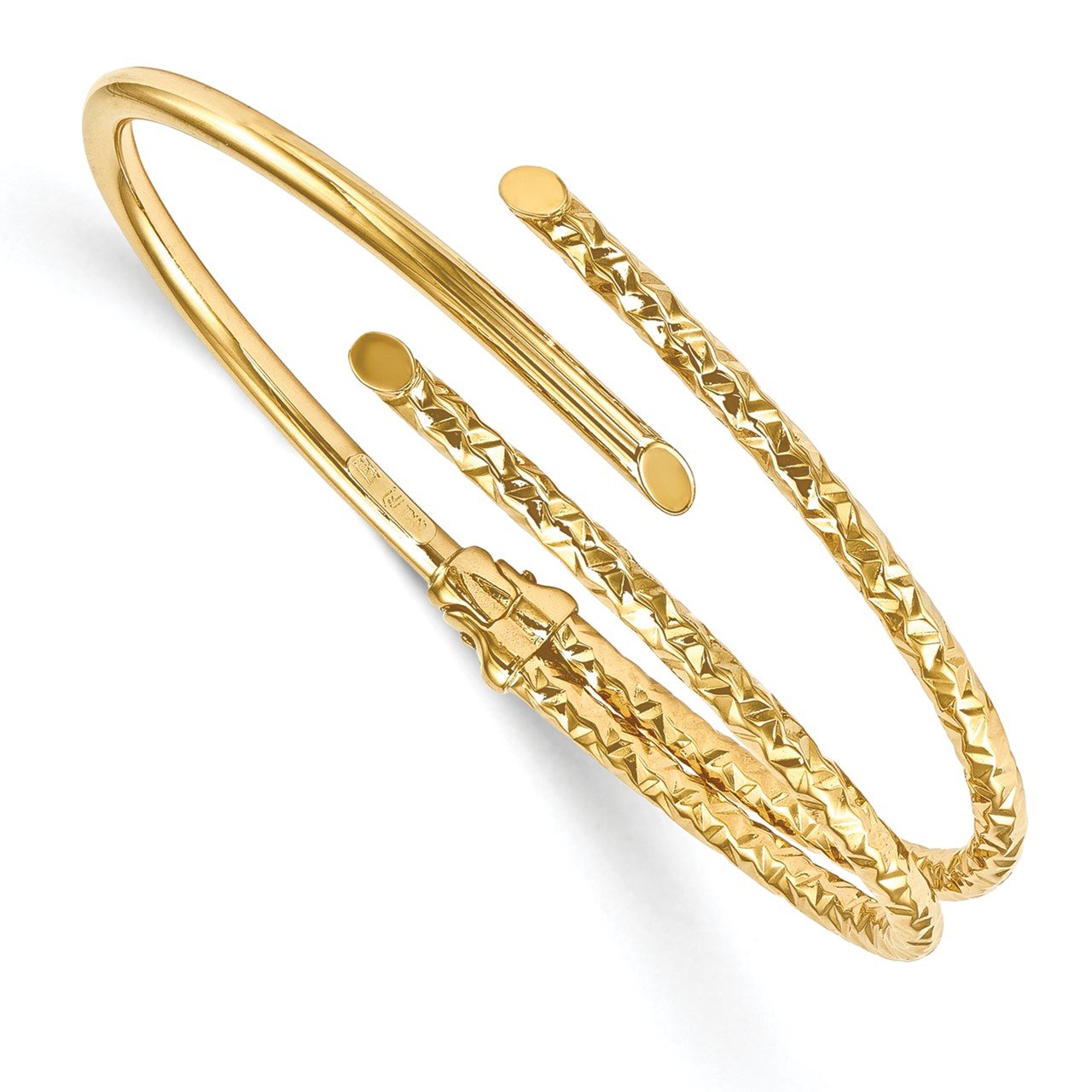 Leslie's 14k Polished Textured Fancy Bangle