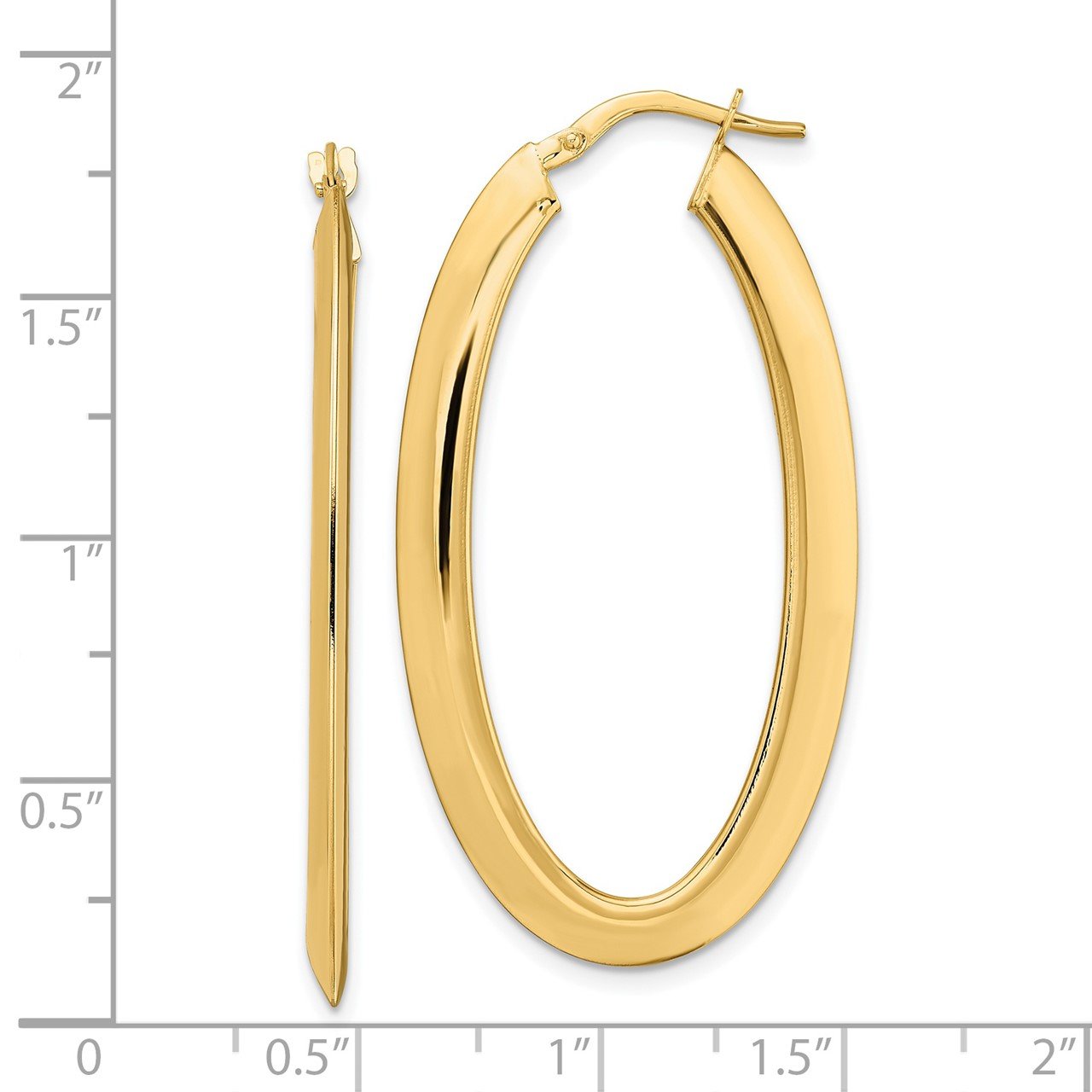 14K Polished Oval Hoop Earrings-1