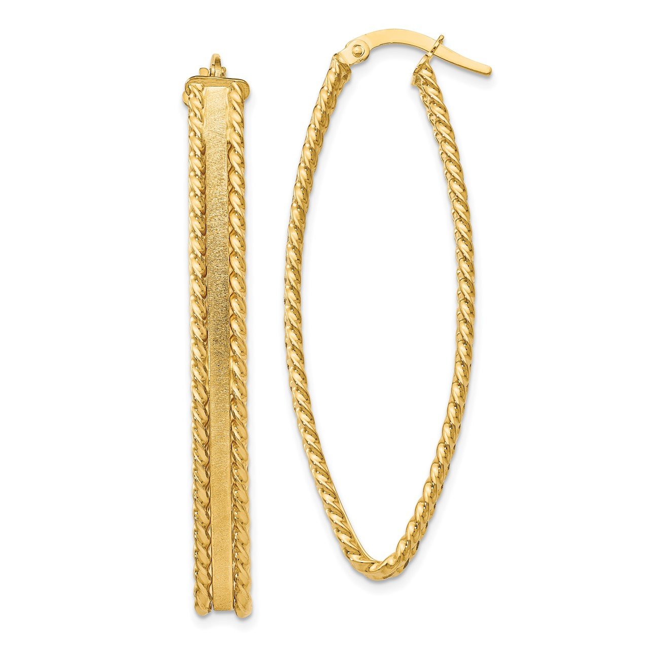 Leslie's 14K Polished Textured Hoop Earrings