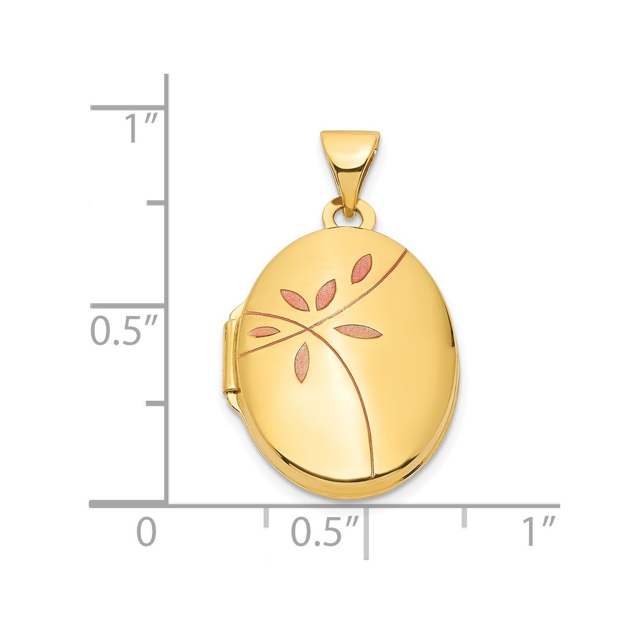 14k Enamel Leaves 19mm Oval Locket-1