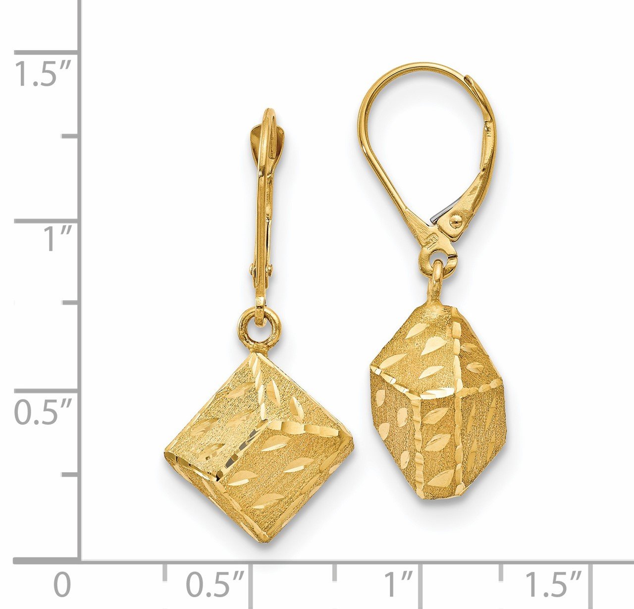 Leslie's 14K Polished and Brushed D/C Leverback Earrings-2