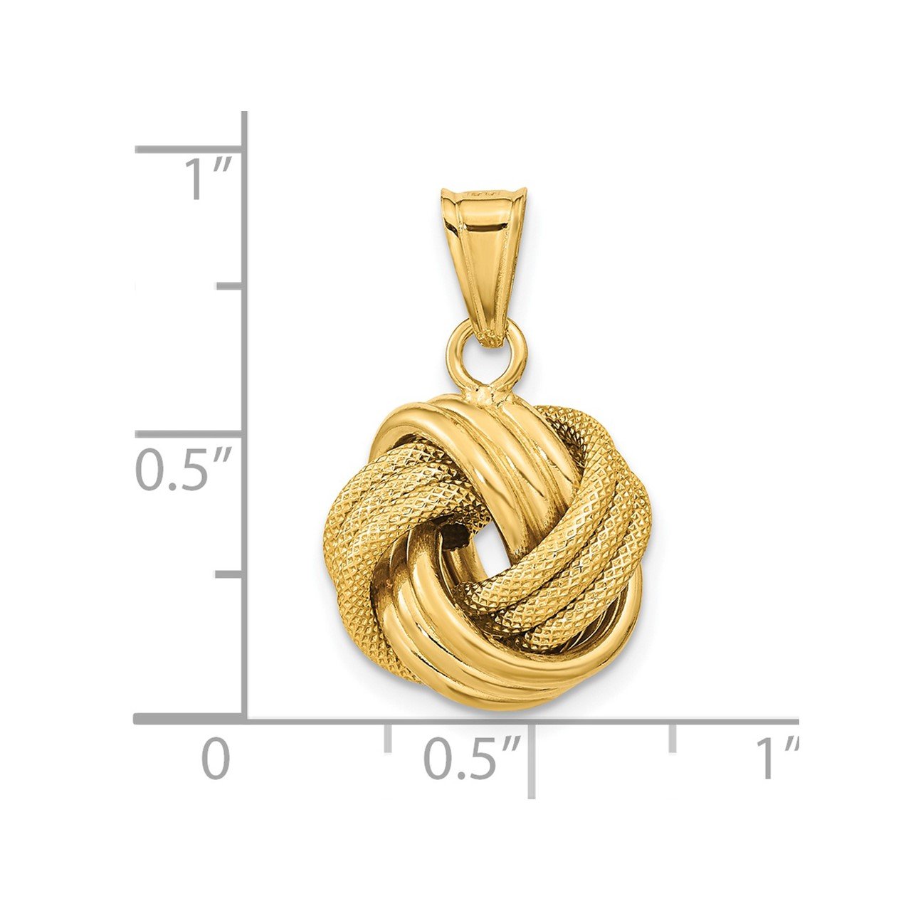 14k Polished Textured Love Knot Pendant-1