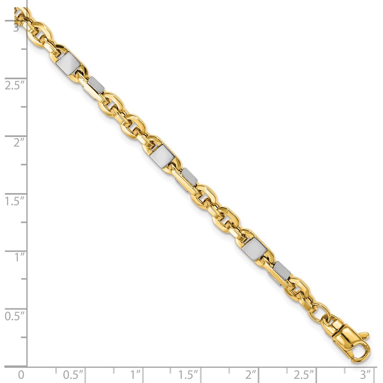 Leslie's 14K Men's Two-tone Polished Link Bracelet-3