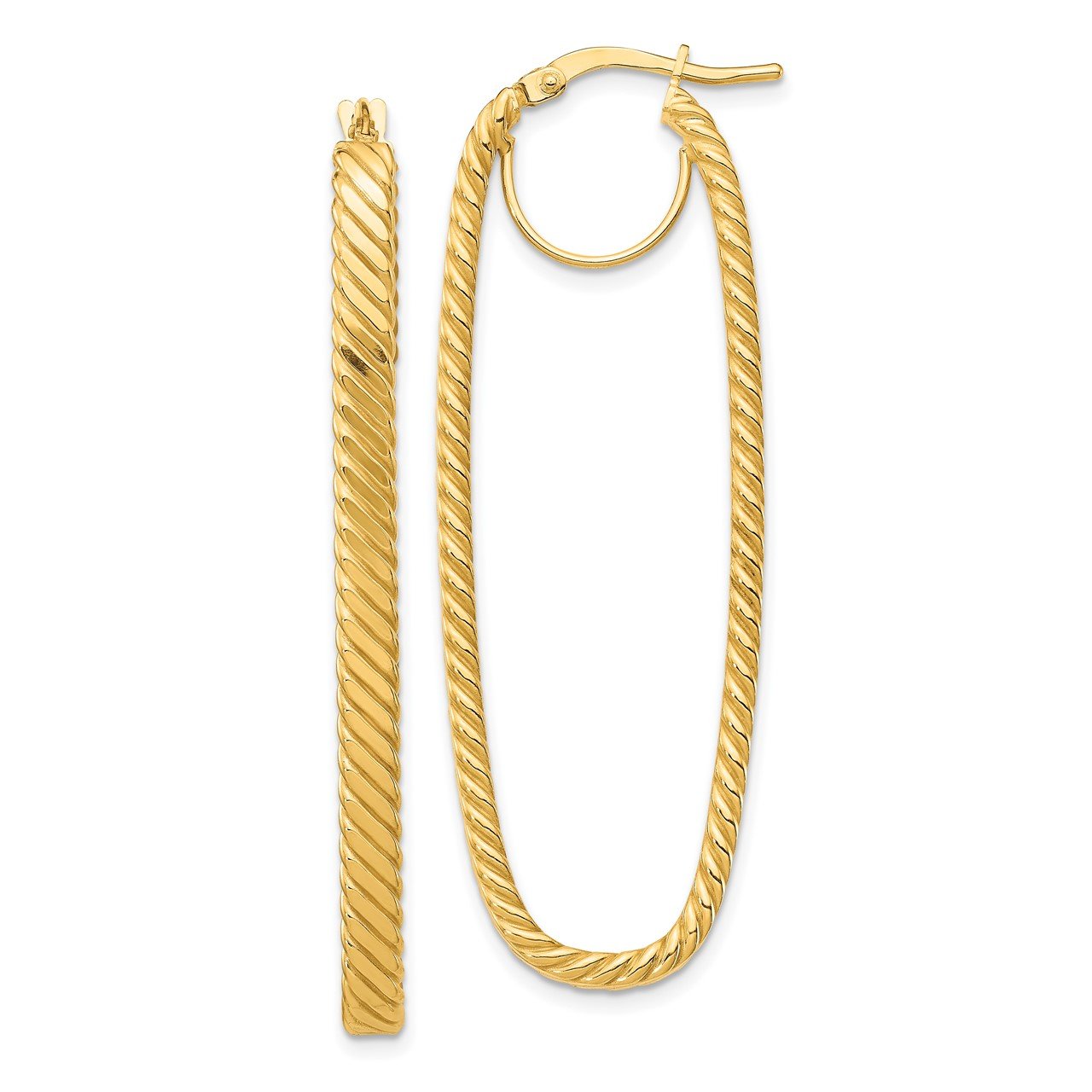 14K 4x17mm Cascade Polished OvalHoop Earrings