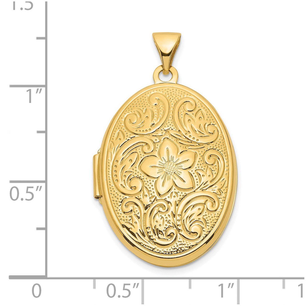 14k Swirl Design Floral 26mm Oval Locket-2