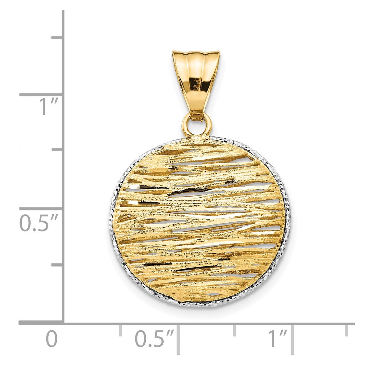 Leslie's 14K with Rhodium Polished D/C Hollow Pendant-3