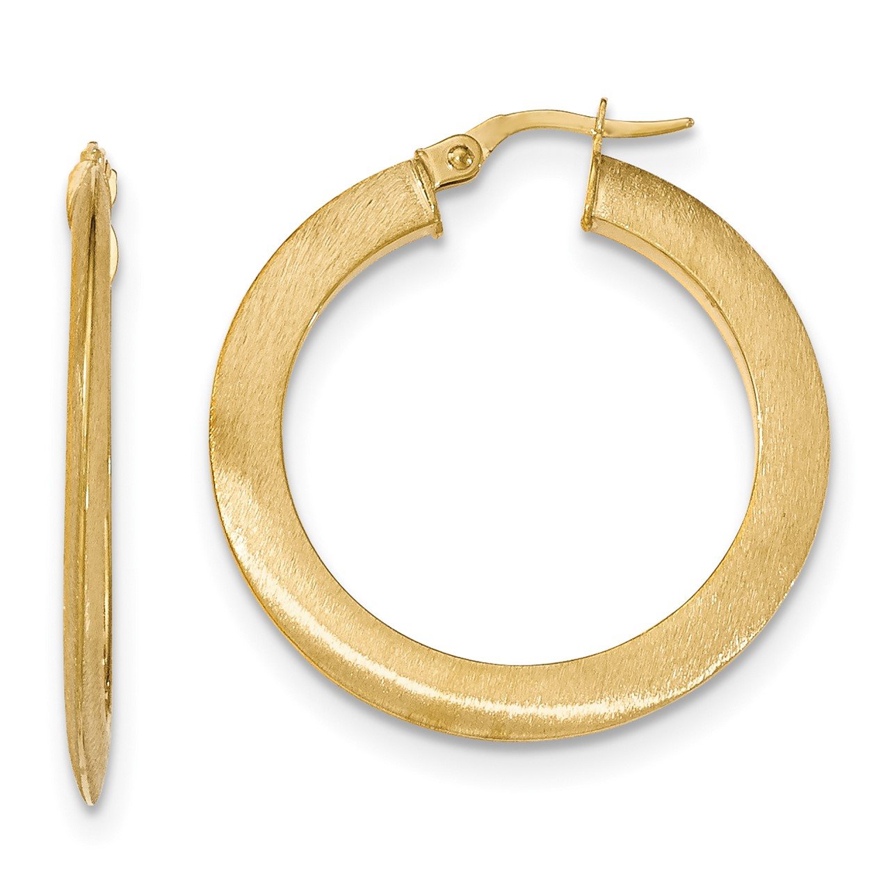 14K Satin Hoop Earrings