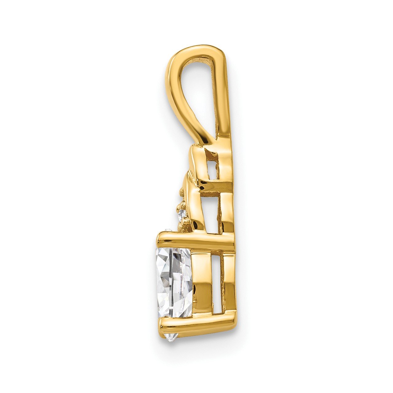 14k White Topaz and Diamond Pendant-1