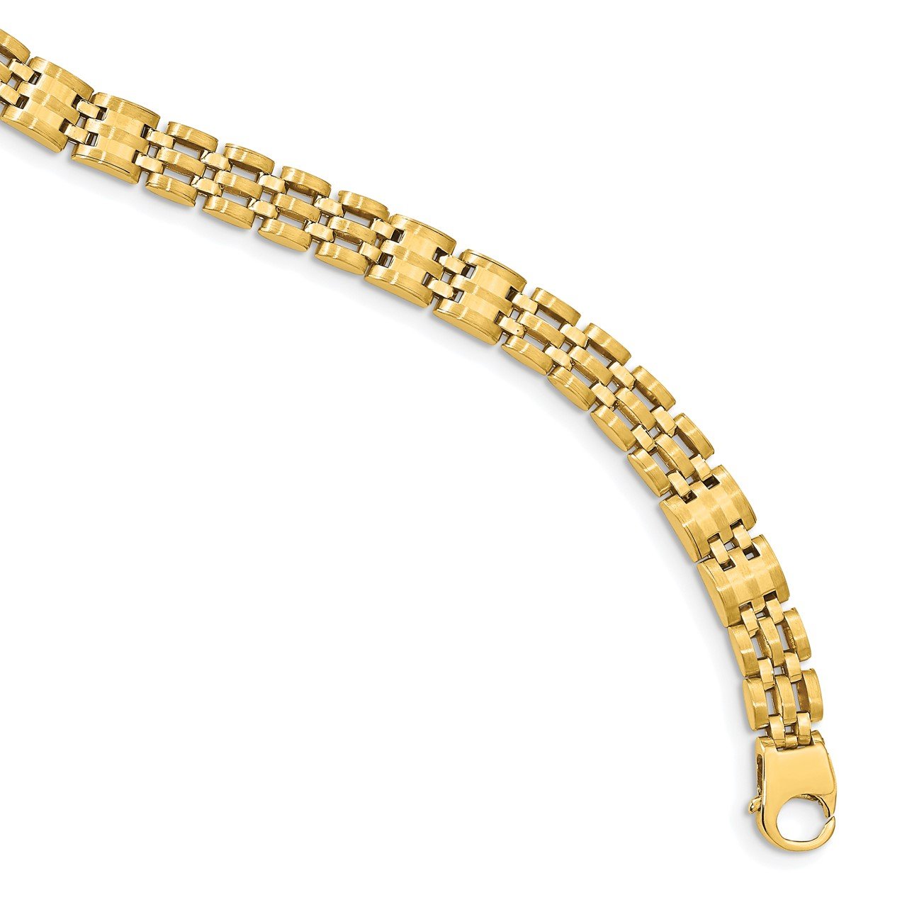 14k Satin and Polished Men's Link Bracelet