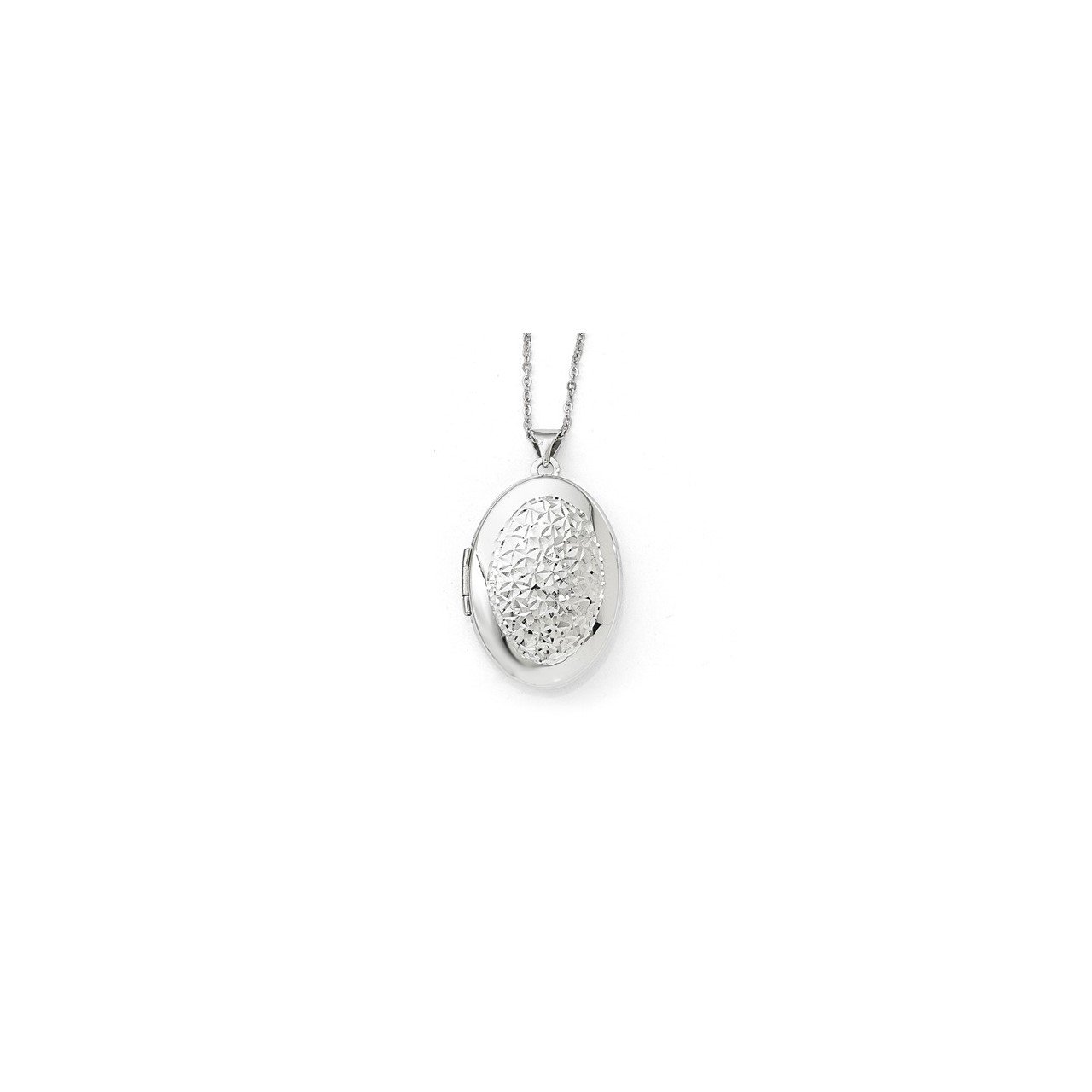 Leslie's 14k White Gold Polished D/C Oval Locket Pendant