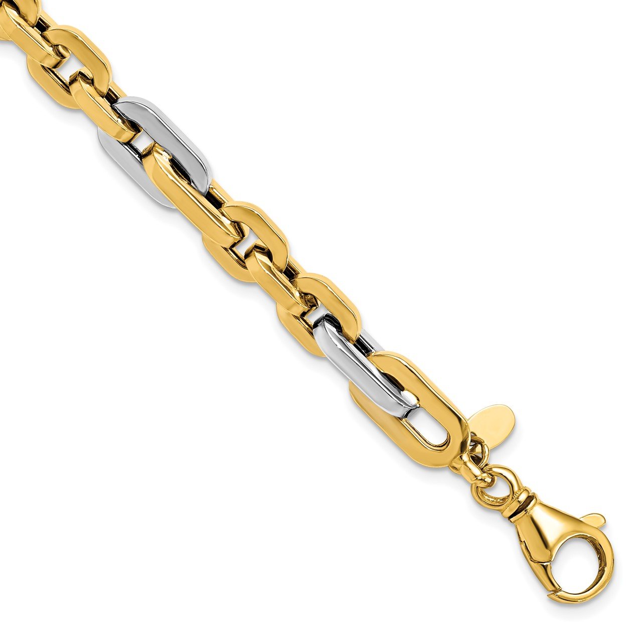 Leslie's 14K Men's Two-tone Polished Link Bracelet