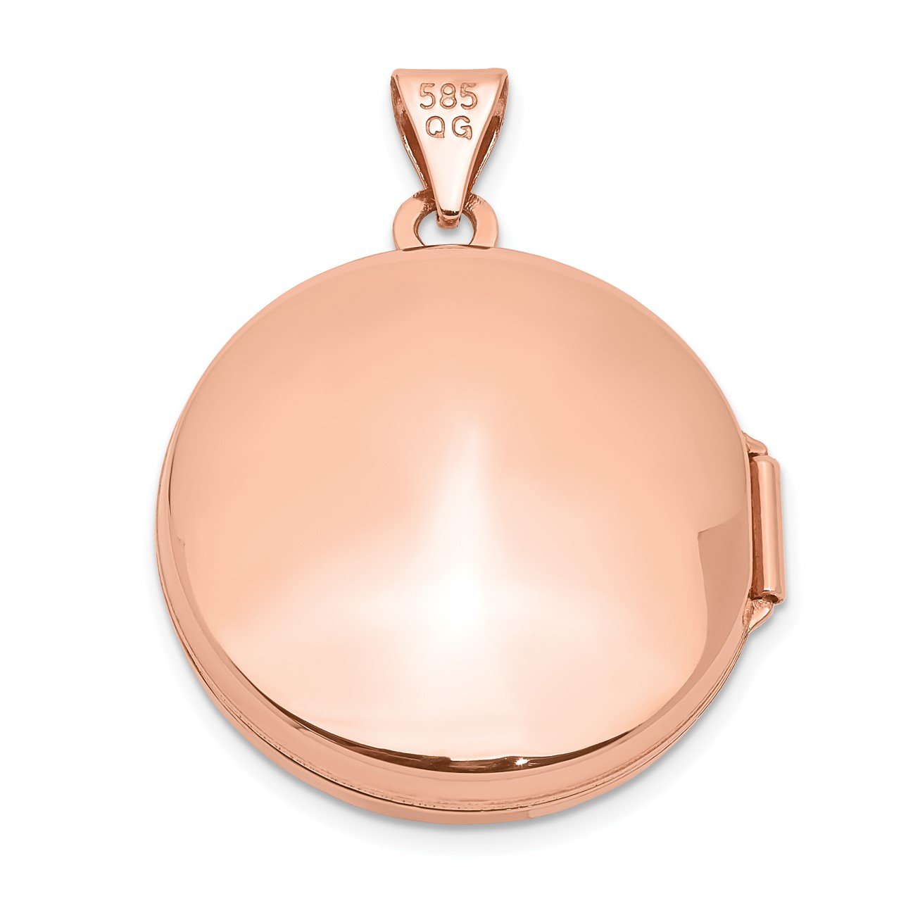 14k Rose Gold 20mm Round Plain Flat Locket-2